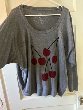 Hand printed Cherry Graphic long sleeved tee